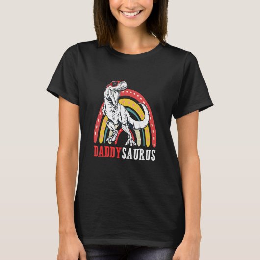T-shirt Daddysaurus Rex Rainbow Daddy Saurus Fête des Père (Devant)