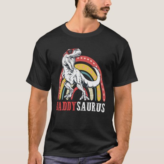 T-shirt Daddysaurus T Rex Funny Arc-en-ciel Daddy Saurus F (Devant)