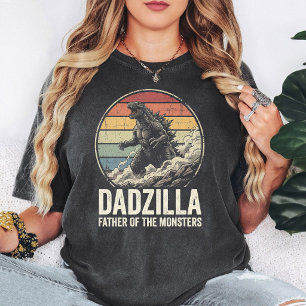T-shirt Dadzilla Père Des Monstres Vintage Coucher De Sole