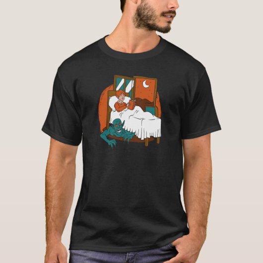 T-shirt Daemon Se cacher sous un lit d'enfant Cool Retro S (Devant)