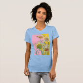 T-shirt Daffodil Fleurs Bleues Jaunes Aquarelle (Devant entier)
