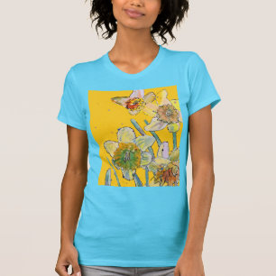T-shirt Daffodique Jaune Daffodique Floral Aquarelle Flowe