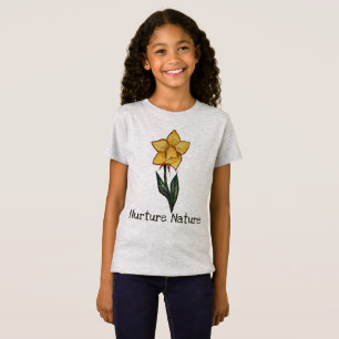 T-Shirt Daffodique Printemps art fleurie jaune design flor