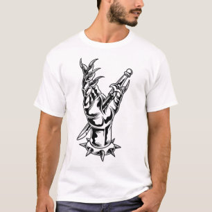 T-shirt Dagger à travers le démon tatouage à main design T