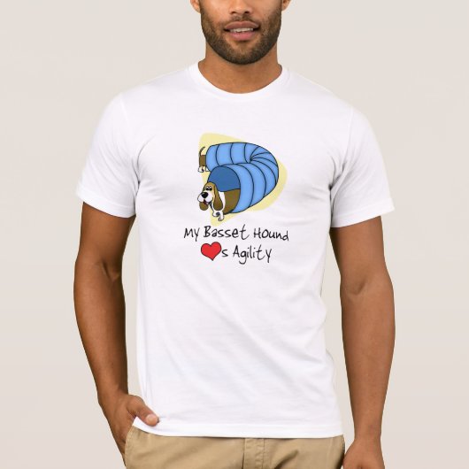 T-shirt d'agilité de basset de bande dessinée (Devant)