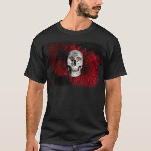T-shirt Dahlia crâne et rouge avec dessin Dahlia original