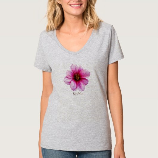 T-shirt Dahlia rose de fleur avec le texte toutes les (Devant)