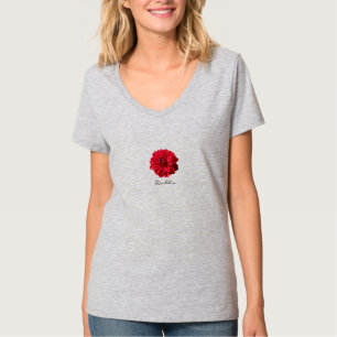 T-shirt Dahlia rouge de fleur tout texte