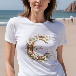T-shirt Dainty Monogramme C : Floral & Vins Personnalisabl