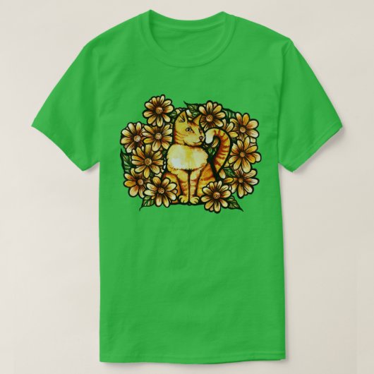 T-shirt Daisées d'été Orange Cat (Design devant)