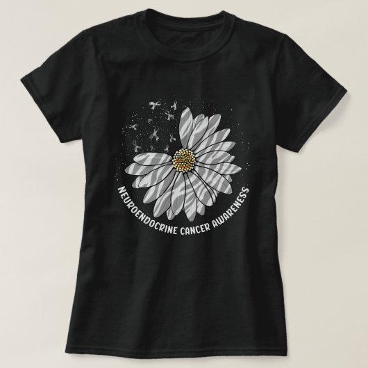 T-shirt Daisy Butterfly Zebra Ribbon Neuroendocrine Cancer (Design devant)