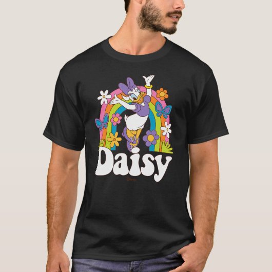 T-shirt Daisy Duck - Spring Rainbow Flowers Butterflies (Devant)