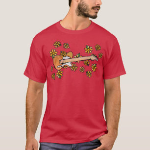 T-shirt Daisy Electric Guitare Art fun orange et jaune Pr