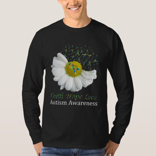 T-shirt Daisy Faith Hope Love Autism Awareness (Devant)