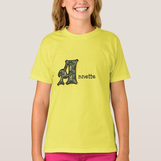 T-shirt Daisy Monogramme Votre Nom Initial A (Devant)