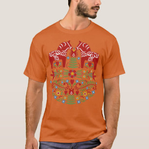 T-shirt Dala Cheval Suédois Folk Art Scandinave
