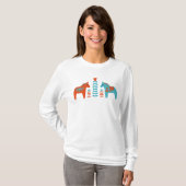 T-shirt Dala d'art populaire scandinave Chevaux et fleurs (Devant entier)