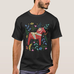 T-shirt Dala suédois Horse Folk Suède Drapeau Dalahelmsolj