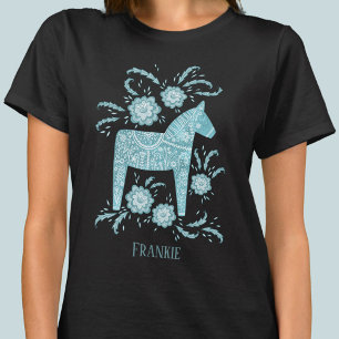 T-shirt Dala Suédoise Cheval Folse Art Turquoise Personna