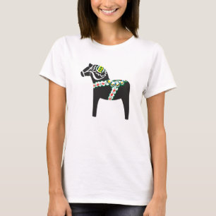 T-shirt Dalahäst   Cheval de Dala en noir