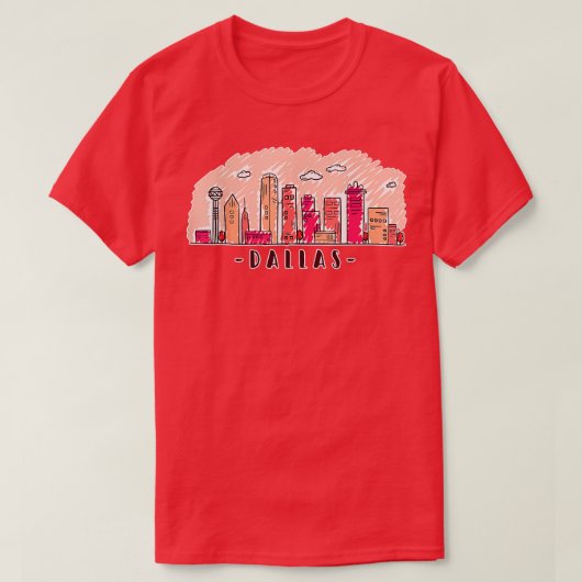 T-shirt Dallas Texas Skyline DFW TX City 4 (Design devant)
