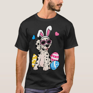 T-shirt Dalmatian Dog Bunny Ears Sunglasses Easter Day