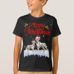 T-shirt Dalmatian Dog Christmas Lights Funny Hat Santa Xma<br><div class="desc">Dalmatian Dog Christmas Lights Funny A Dog</div>