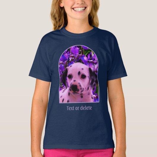 T-shirt Dalmatian Puppy Iris Flowers Dog Art (Devant)