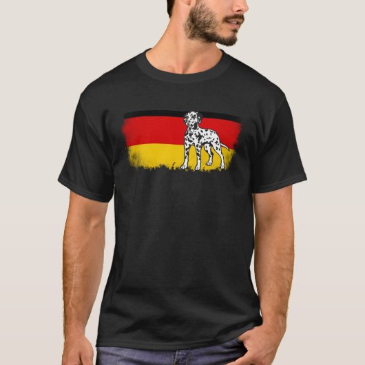 T-shirt Dalmatian vintage German Germany flag dog (Devant)