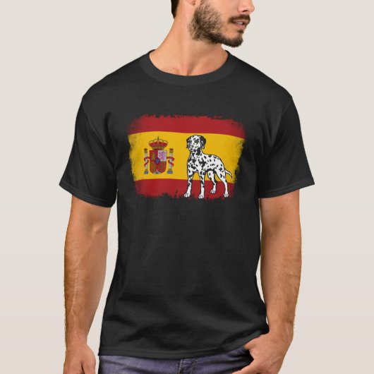 T-shirt Dalmatian vintage Spain Spanish flag dog (Devant)