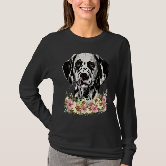 T-shirt Dalmatien Fleur Chien (Devant)