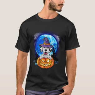 T-shirt Dalmatien sorcière Lune Citrouille effrayant Chien