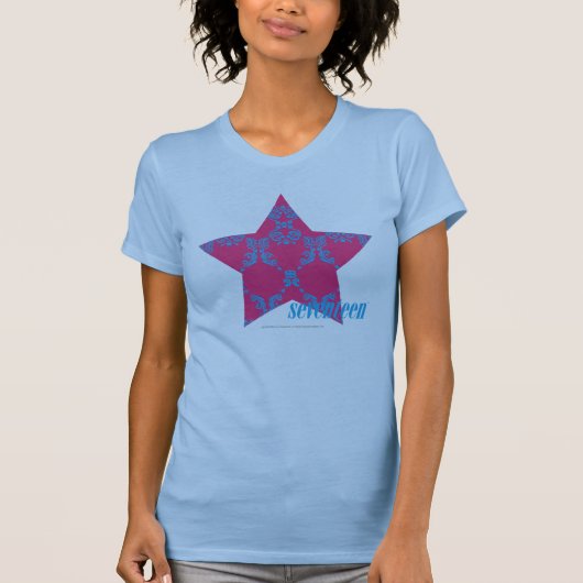 T-shirt Damask Aqua-Magenta 2 (Devant)
