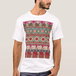 T-shirt Damask Floral Géométrique Coloré Patchwork