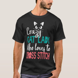 T-shirt Dame au point de croix de chat Brodeuse au point