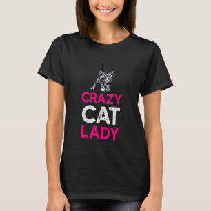 T-shirt Dame aux chats folle Amusant Amoureux des chats Fi