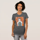 T-shirt Dame aux fleurs roses - Orange (Devant entier)