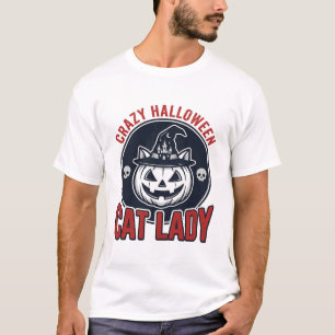 T-shirt Dame Chaton Sorcière Vintage Crazy Halloween T-Shi
