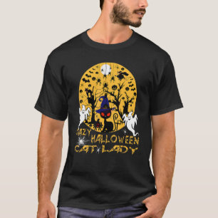 T-shirt Dame Chats de Halloween Folle Nuit Épouvantable d'
