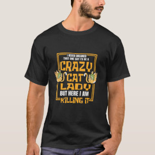 T-shirt Dame Chats Folle Kitten Félin Chat Maman Gif