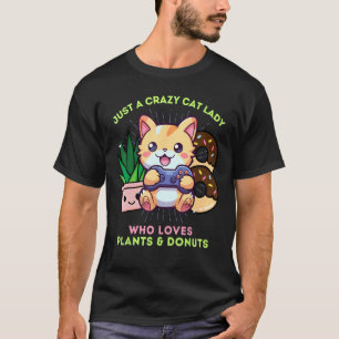 T-shirt Dame Chats Folle Qui Aime les Plantes, les Jeux et