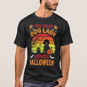 T-shirt Dame Chien Fou Aime Halloween Design Vintage