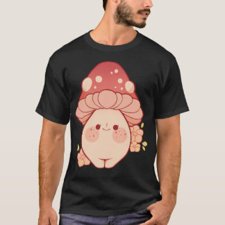 T-shirt Dame De Champignons Avec Frapules Et Fleurs