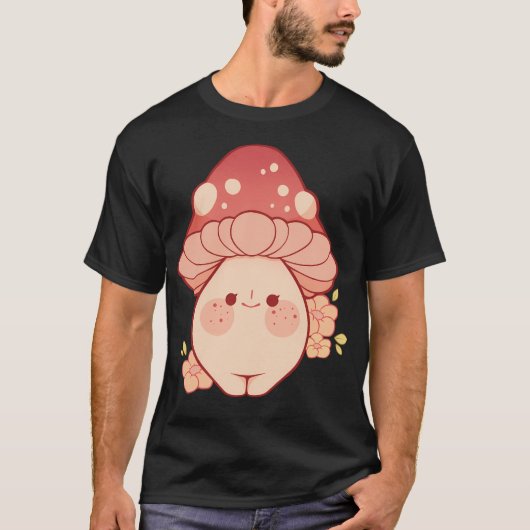 T-shirt Dame De Champignons Avec Frapules Et Fleurs (Devant)