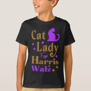 T-shirt Dame de chat sans enfant pour Kamala Harris Tim Wh