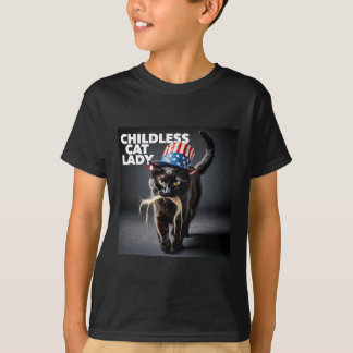 T-shirt Dame de chat sans enfants drôle Trump cheveux Hall