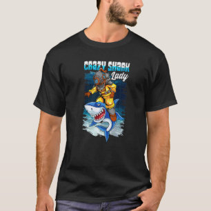 T-shirt Dame de requin folle animal océan plongée en scaph