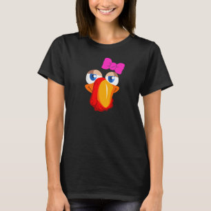 T-shirt Dame Dinde Visage Femmes Filles Mignonnes Action