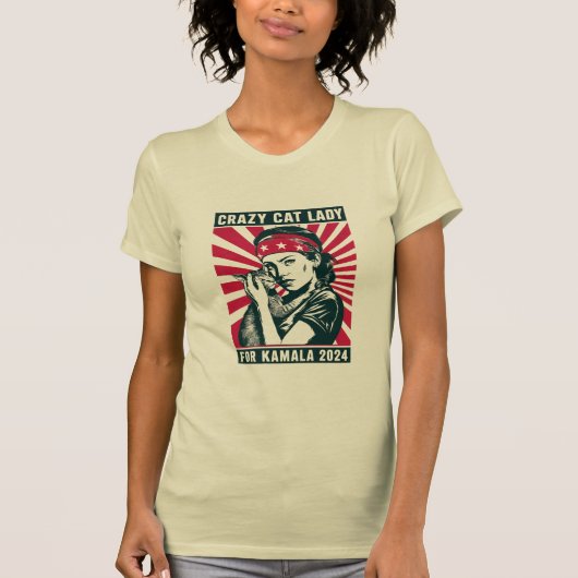 T-shirt Dame Du Chat Fou Pour Kamala 2024 (Devant)