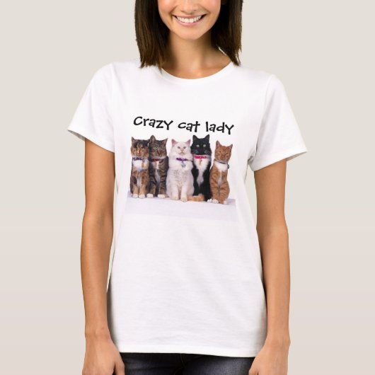 T-shirt Dame folle de chat (Devant)